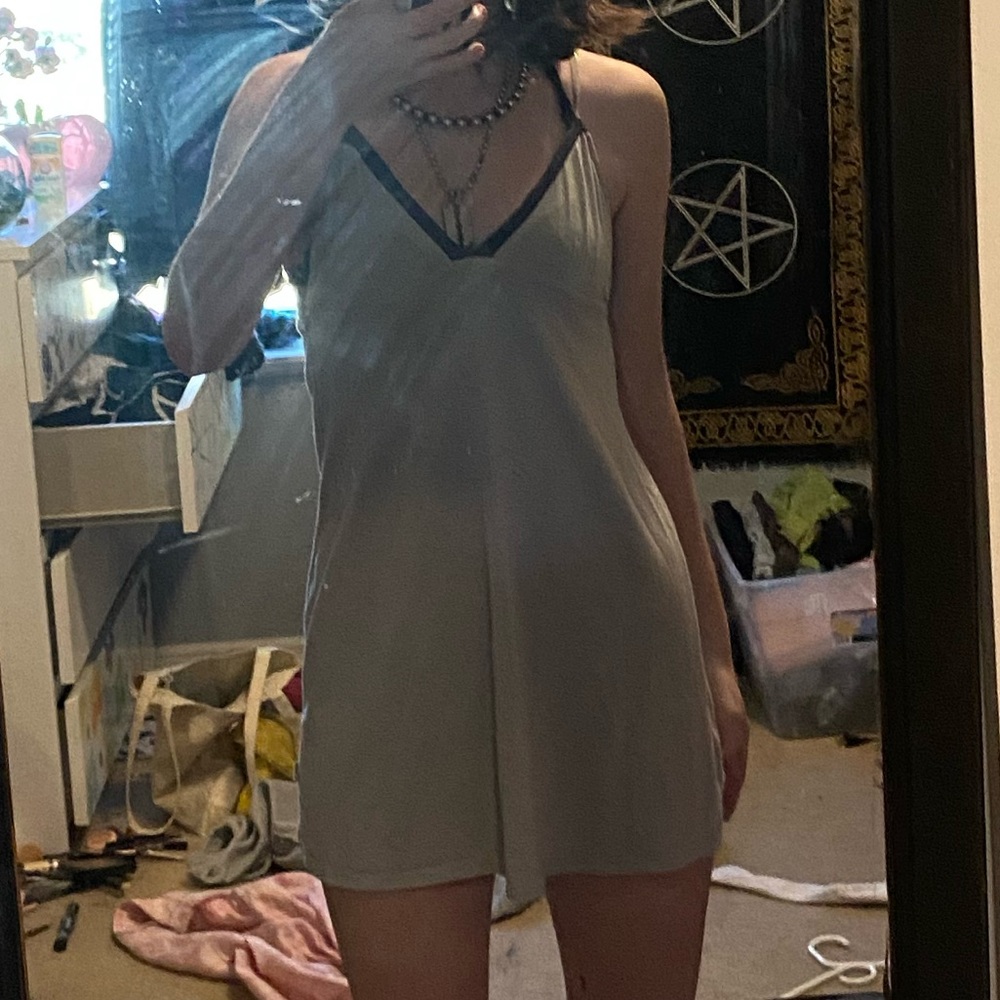 blue slip dress